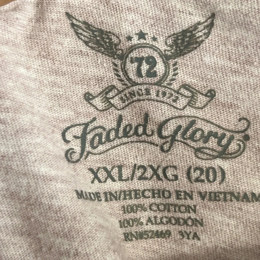 Faded Glory Women's XXL 2XG 20 V-Neck T-Shirt Light Lavender Heather Cotton